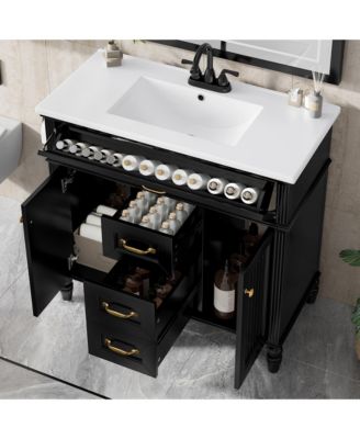 Freestanding Bathroom Vanity with Sink 2 Drawers and Soft Close Doors
