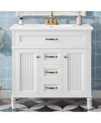 Freestanding Bathroom Vanity with Sink 2 Drawers and Soft Close Doors