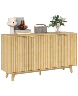 55" Modern Sideboard Buffet Cabinet with Fluted Doors Wood Legs