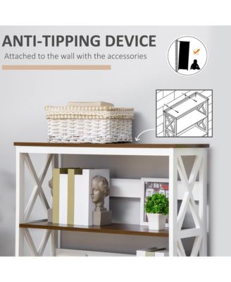 4-Tier Shelving Bookcase Storage Cupboard with Pull Out Drawer,