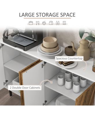 Sideboard Buffet Cabinet with Chevron Doors, Pine Wood Legs,