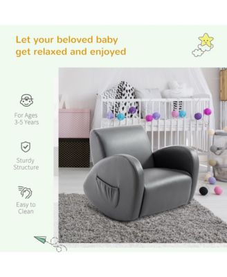 20" Kids Sofa Side Pocket Armchair Rocking Recliner PU Furniture,