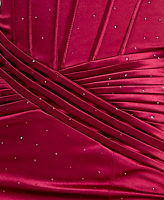 Juniors' Strapless Front Slit Dress