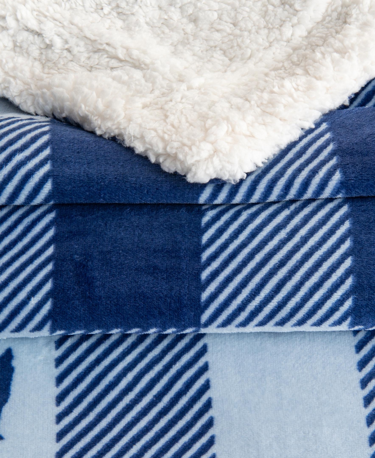 Linery & Co. Velvet Plush Reversible Sherpa Lodge Printed Throw Blanket