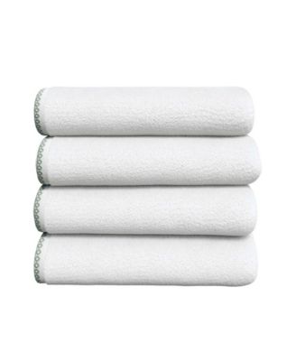 Quick-Dry Cotton Decorative Border 4 Pack Bath Towel Set