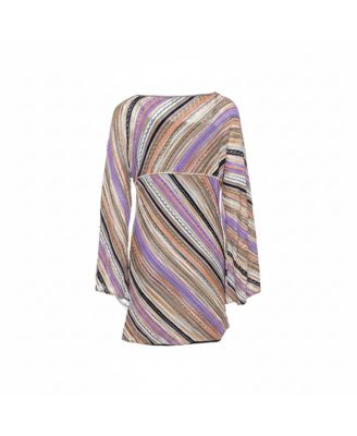 Pre-Owned M Missoni Women's Multicolor Perforated Knit Long Sleeve Dress