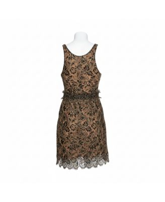 Black & Gold Lace Sleeveless Mini Dress