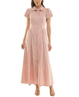 Women's Puff-Sleeve Collar Neck Shirt Dress