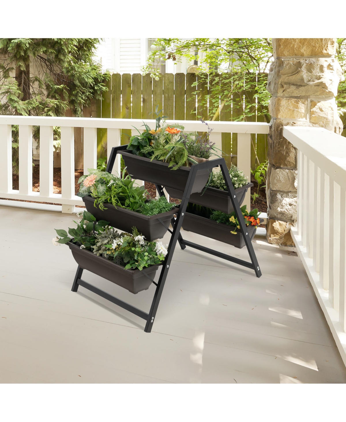 Costway 31”H Raised Garden Bed 3-Tier Vertical Planter w/5 Plant Boxes Indoor Outdoor