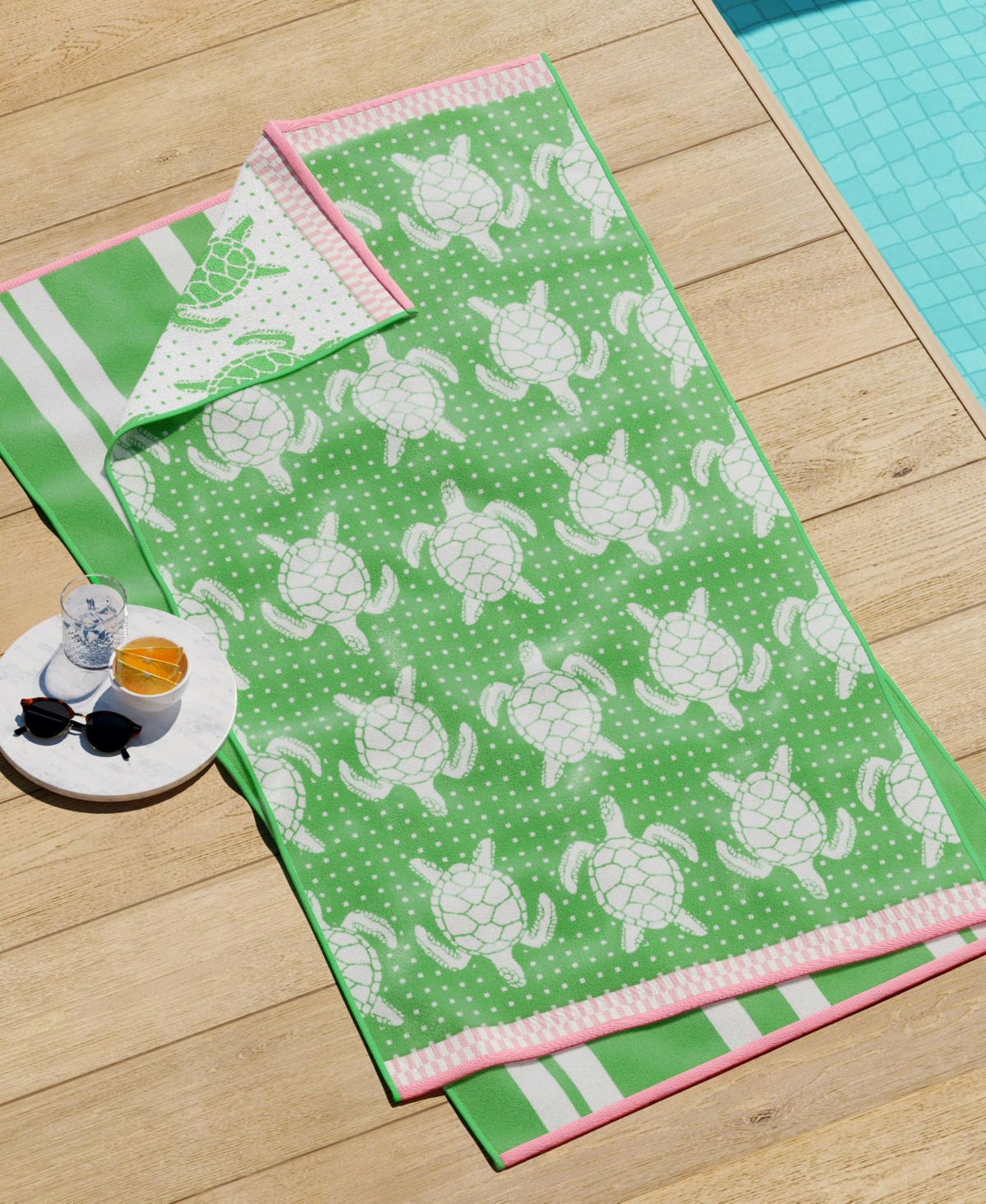 Linery & Co. 100% Cotton Jacquard 2 Pack Summer Beach Towels, 30" x 60"