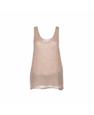 Women's Beige Lace Sleeveless Top