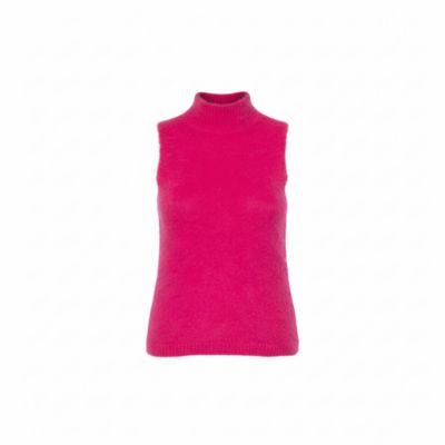 Women's Mohair High Neck Sleeveless Tank Top
