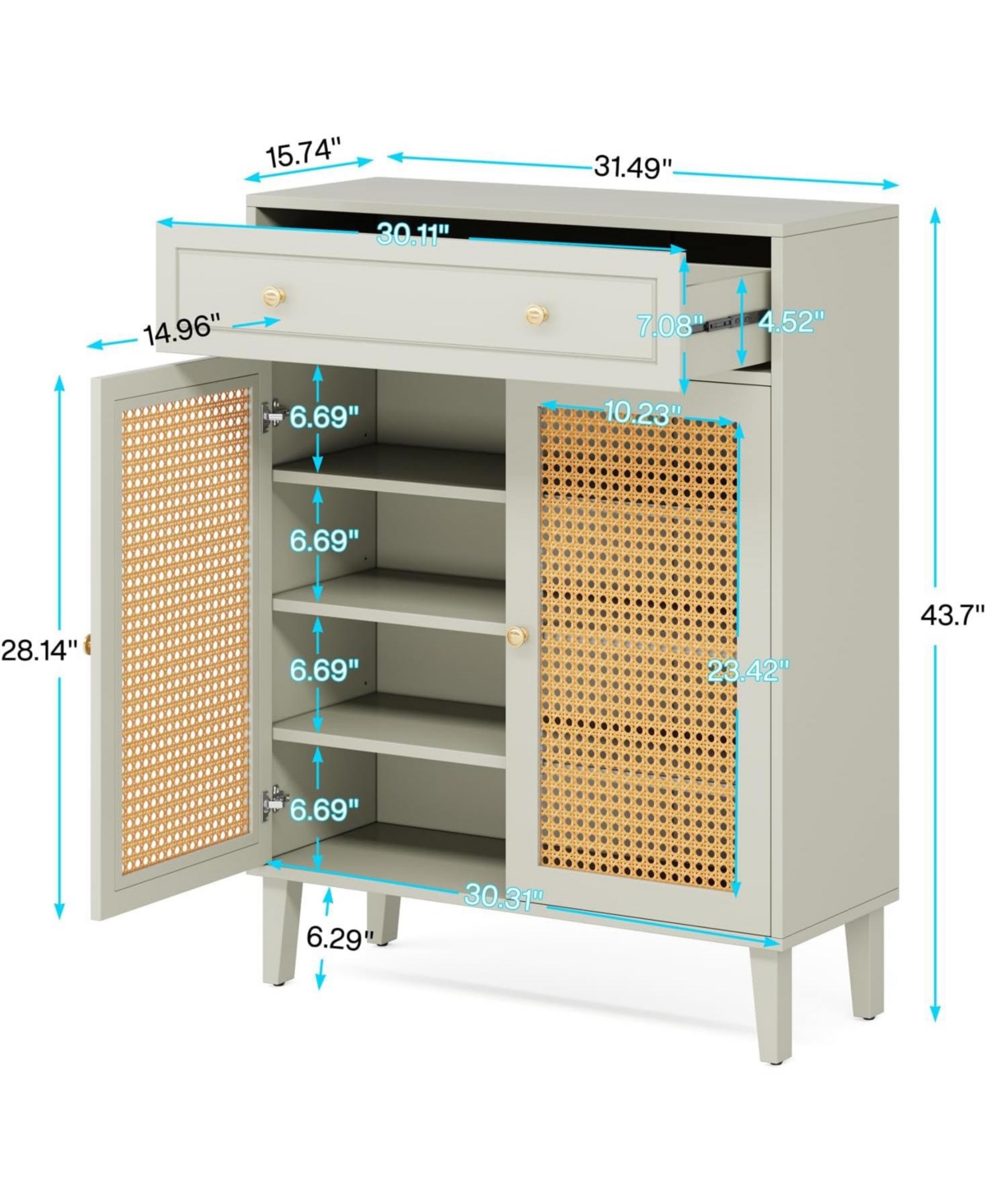 Slickblue Entryway Shoe Cabinet with Pull Down Doors and Top Shelf