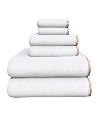 Quick-Dry Cotton Decorative Border 6 Piece Towel Set