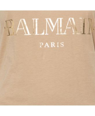 Women's Beige Cotton Logo Printed Tank Top