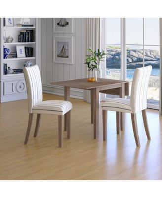 Eastern Tides Coastal Wire-Brushed Wood Three Piece Upholstered Dining Set