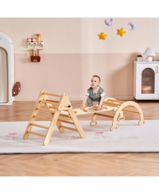 Pikler Triangle 5-in-1 Wooden Toddler Climbing Set Indoor Gym