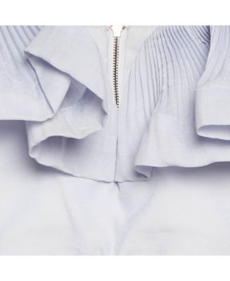 Women's Blue Crepe Ruffled The Lovestruck Crop Top