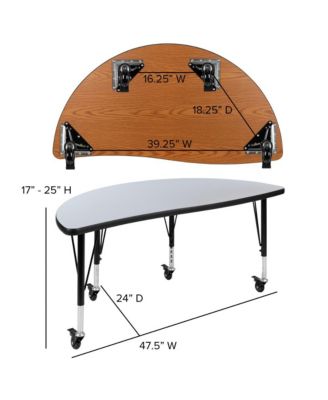 Mobile 47.5" Half Circle Wave Flexible Collaborative Kids Adjustable Activity Table
