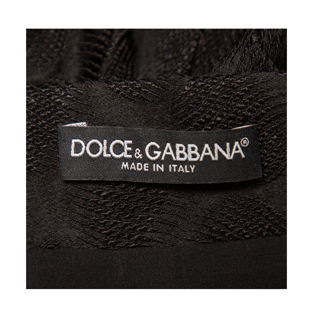 Pre-Owned Dolce & Gabbana Women's Black Jacquard Draped Detail Pencil Skirt