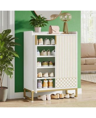 Wooden Shoe Cabinet Organizer with Storage Compartment