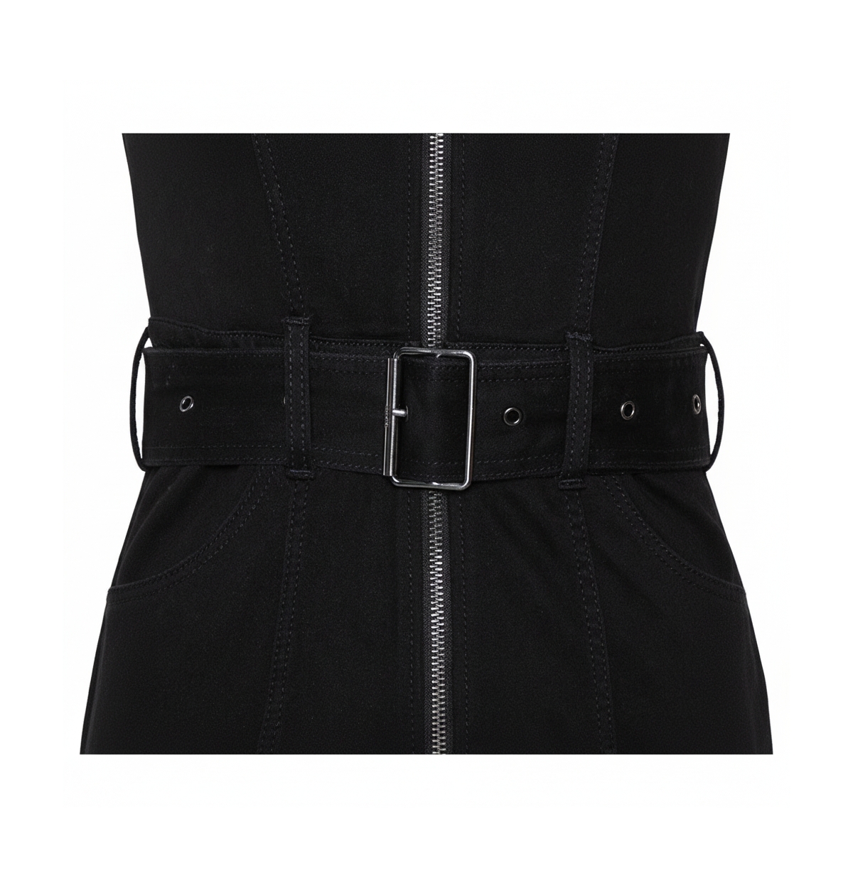 Pre-Owned Burberry Brit Black Denim Belted Zipper Front Short Dress