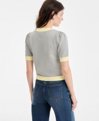Colorblocked Short-Sleeve Sweater, Macy's Exclusive