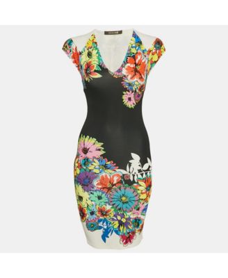 Women's Black Floral Print Jersey Mini Dress