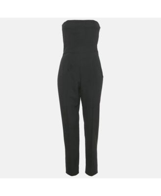Women's Black Crepe Band Detail Strapless Jumpsuit