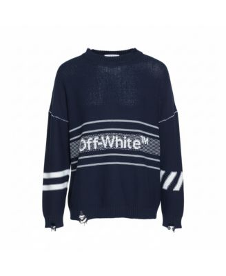 Men's Logo Intarsia Knit Distressed Jumper