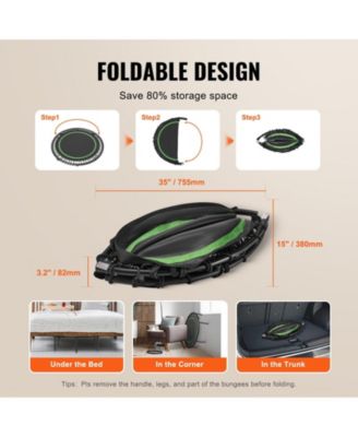 Foldable Mini Trampoline 40" Fitness Rebounder with Adjustable Handle