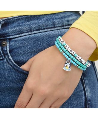 Pink & Teal Beaded Bracelet Set with Character Charms - 6 Pack