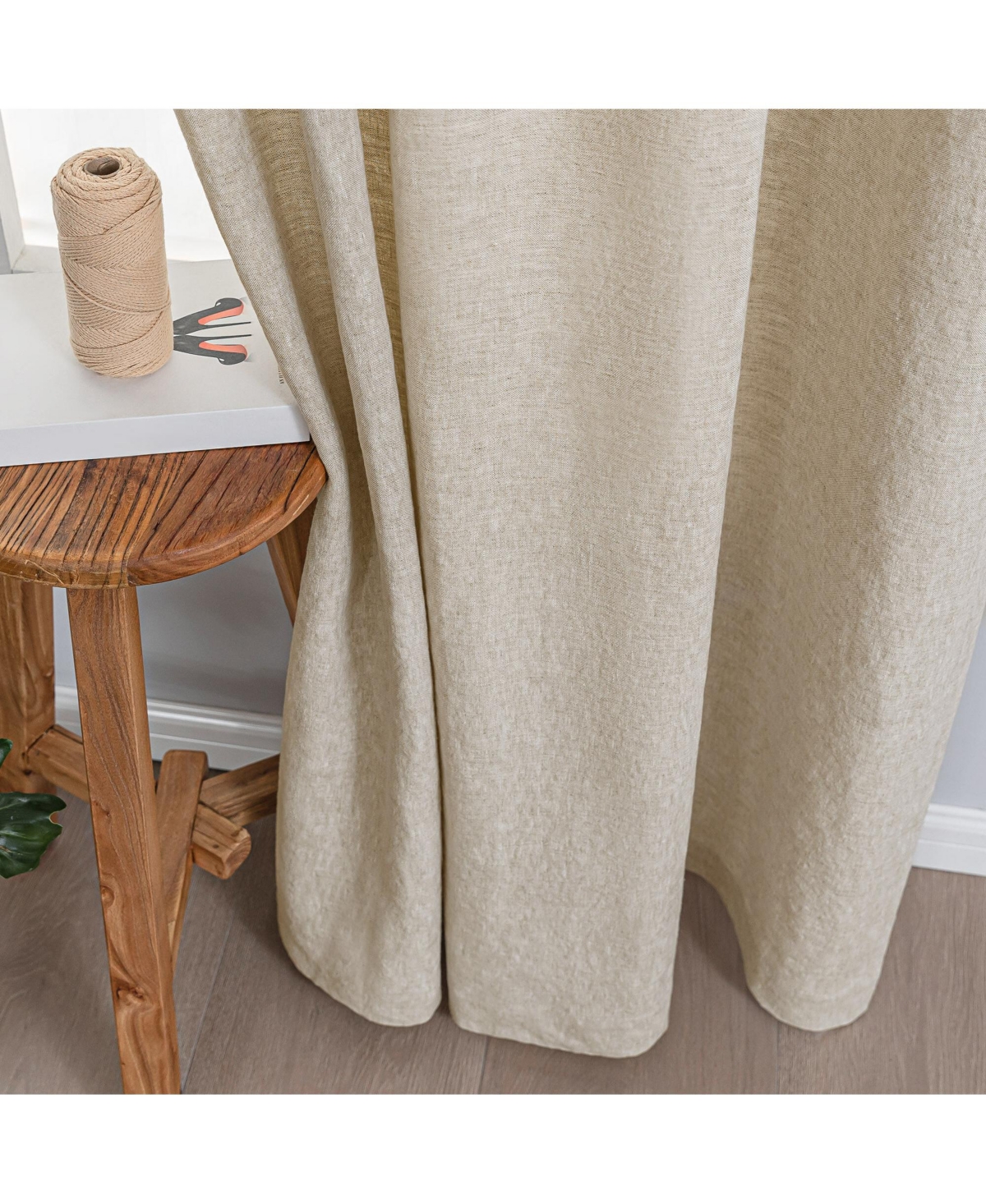 Awesome Home 100% Linen Room Darkening Back Tab Single Panel