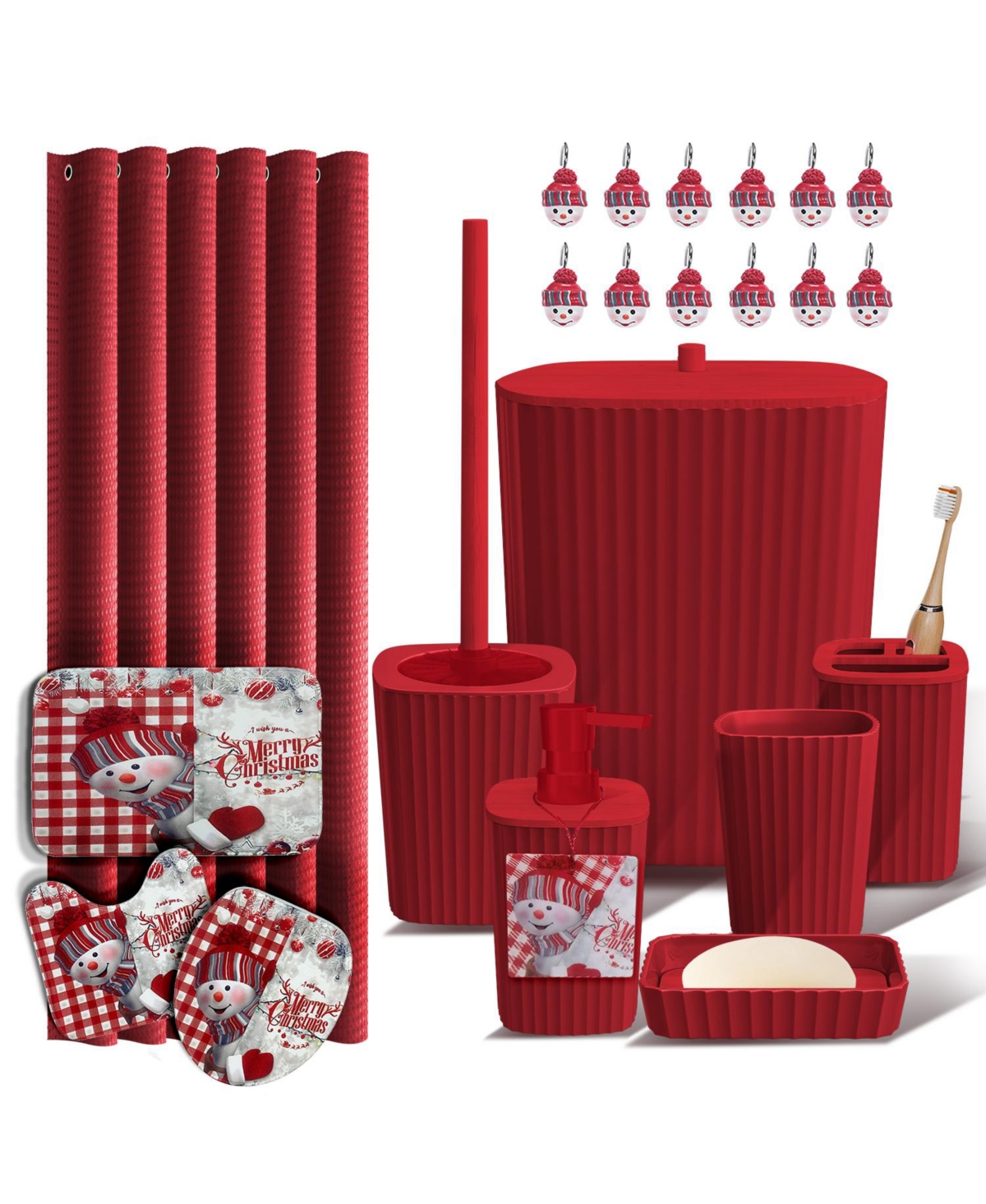 Clara Clark Complete Holiday Bathroom Decor & Accessory Set with Shower Caddy Set