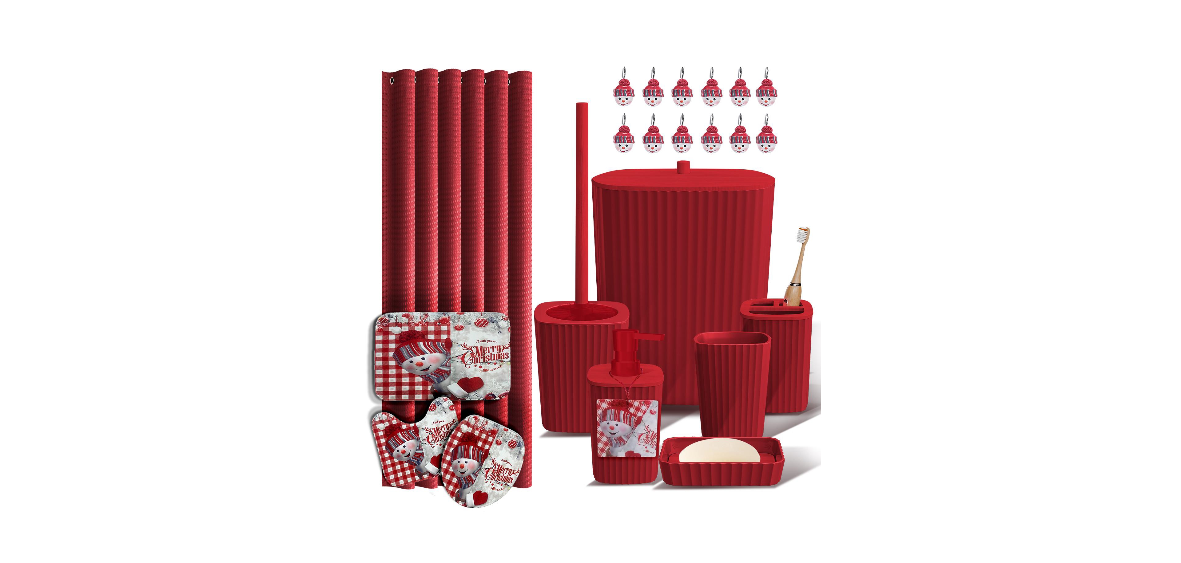 Clara Clark Complete Holiday Bathroom Decor & Accessory Set with Shower Caddy Set