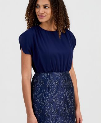 Women's Mixed-Media Jacquard Sheath Dress