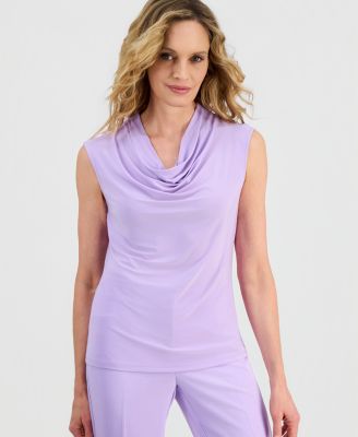 Women's Cowl-Neck Cap-Sleeve Top  