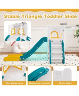 6 In 1 L Shaped Toddler Slide With Climber Basketball Hoop Telescope And Storage Area