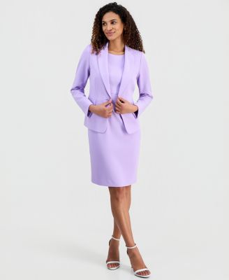 Women's Stretch Crepe One-Button Petal-Lapel Jacket