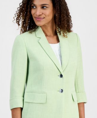 Women's Stretch Crepe Two-Button Notch-Collar Jacket With Cuffed Sleeves