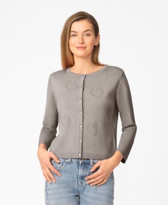 Women's Heart Stitch Button Cardigan Sweater