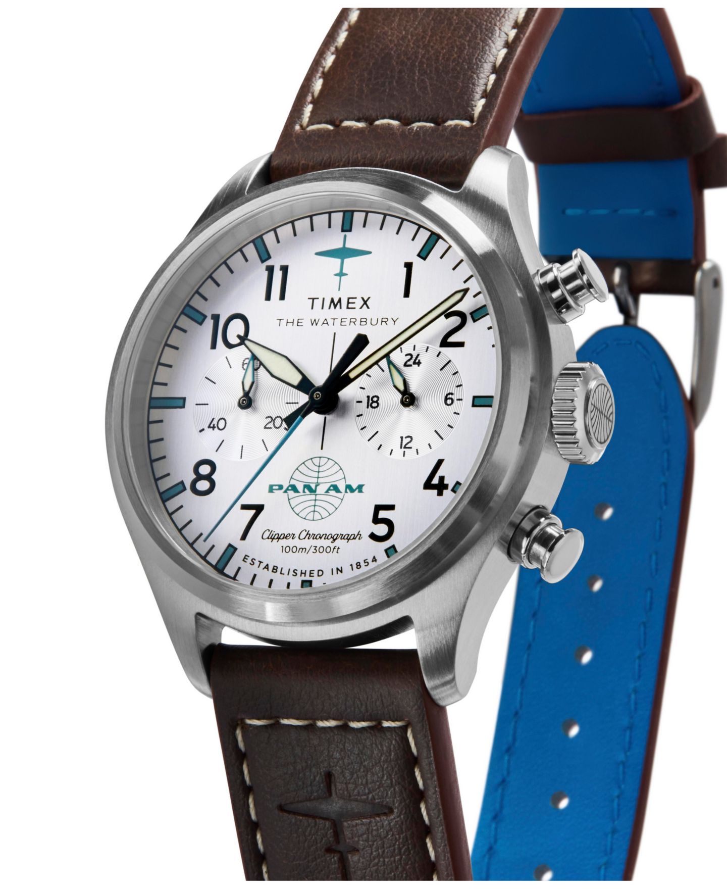 Мужские часы Timex Chronograph Brown Leather Watch, 41mm — фото 6