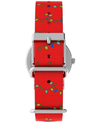 Unisex Quartz Analog Red Fabric Watch, 31mm