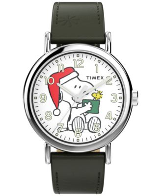 Men's Quartz Analog Green Leather Watch, 40mm