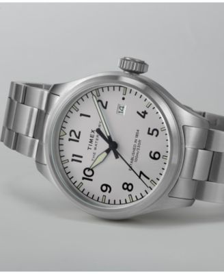 Men's Quartz Analog Silver-Tone Stainless Steel Watch, 41mm