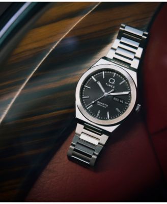 Men's Quartz Analog Silver-Tone Stainless Steel Watch, 39mm