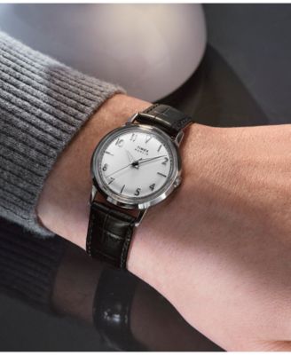 Unisex Quartz Analog Black Leather Watch, 34mm