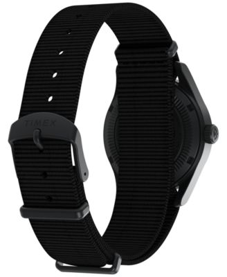 Men's Quartz Analog Black Fabric Watch, 36mm