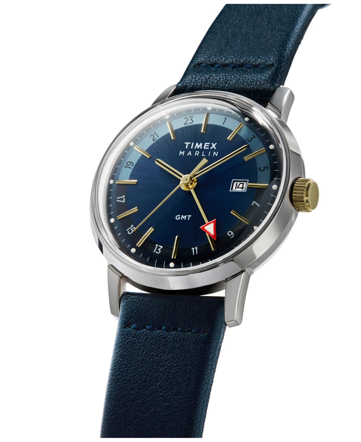 Мужские часы Timex Quartz Analog Blue Leather Watch, 40mm — фото 6