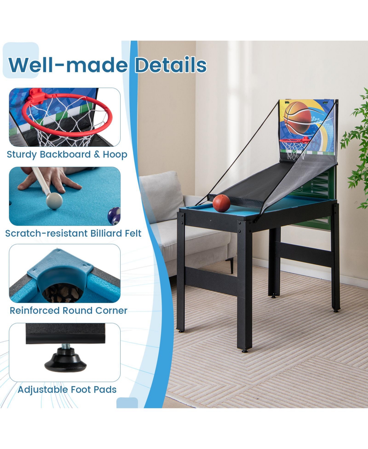 Sugift - 14-in-1 Combo Game Table Set Multi Game Table with Foosball